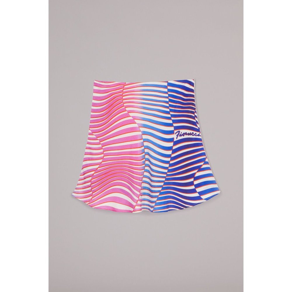 Fiorucci Wave Print Slip Skirt in Blue sz Small